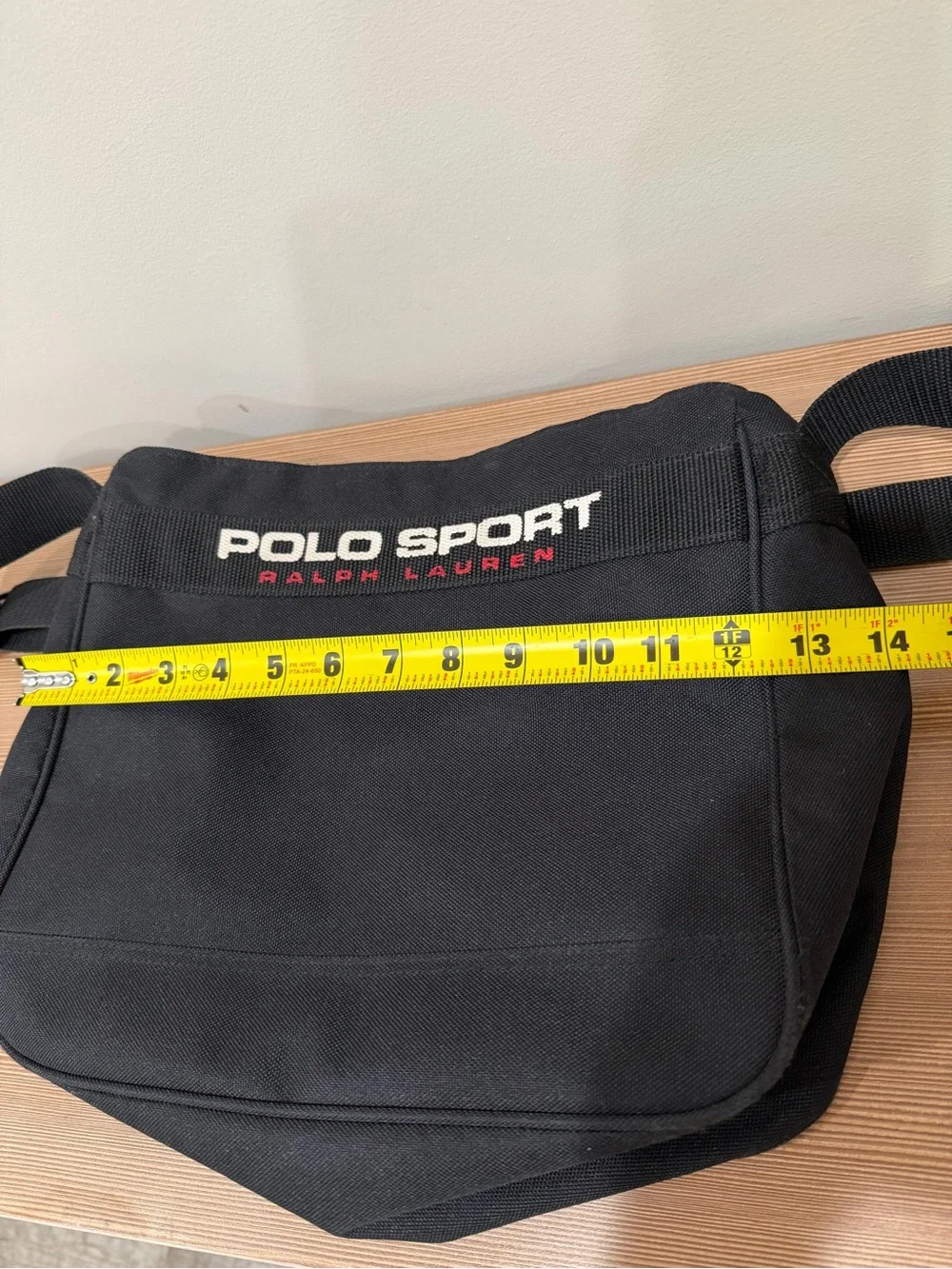 Vintage 90s Polo Sport Ralph Lauren Black Nylon Messenger Bag Shoulder Crossbody